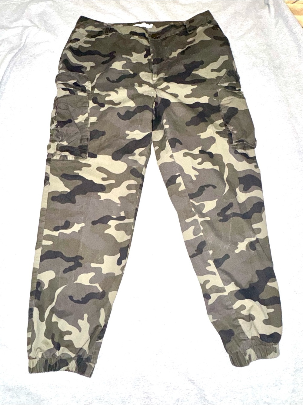 Shoedazzle Camo Cargo Jogger Pants XL - Olive Camo Y2K Gorpcore 2000s